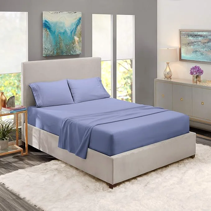 Reusable Nestl California King Sheet Set – 1800 Ultra-Soft Microfiber Cal King Bed Sheets – Double Brushed – Deep Pockets – Easy Fit – 4 Piece Set – Bed Sheets California King Steel Blue Artisan