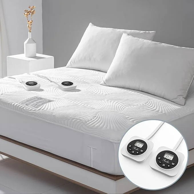 High-Grade California King Size Electric Heated Mattress Pad – Bed Warmer with Memory amp Preheat Functions 12 Heat Settings Dual Control for 1-12 Hours Auto Off Lighted Button Easy-to-Use