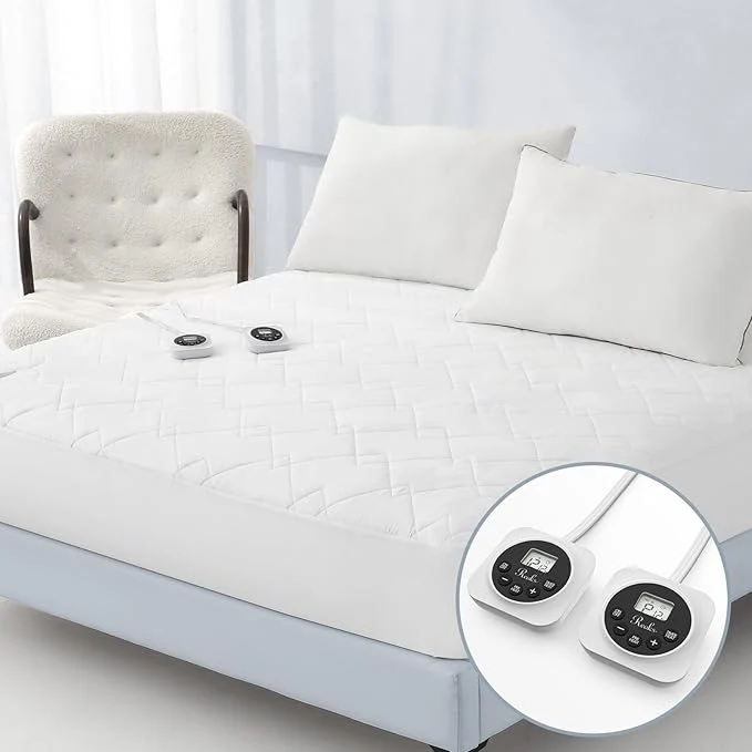 Prestigious King Size Electric Heated Mattress Pad – Quilted Bed Warmer with Memory amp Preheat Functions 12 Heat Settings Dual Control for 1-12 Hours Auto Off Lighted Button First-Class
