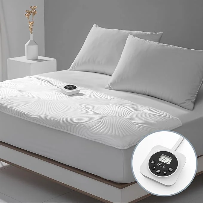 High-Grade Foot King Size Electric Heated Mattress Pad – Foot Warmer for Bed with Memory amp Preheat Functions 12 Heat Settings Single Control for 1-12 Hours Auto Off Lighted Button Reusable
