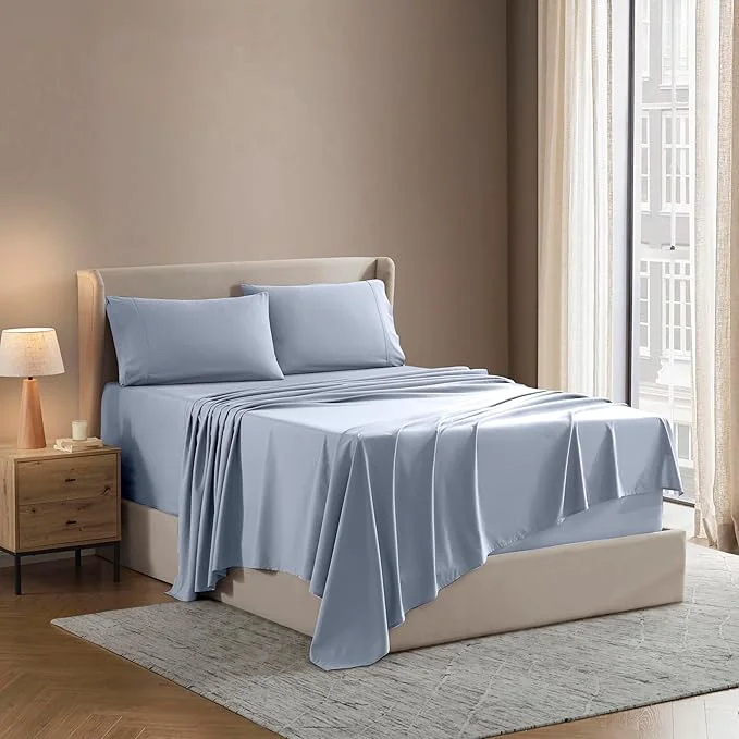 Trusted Nestl Full Sheet Set – Luxury 1800 Ultra-Soft Microfiber Full Bed Sheets – Double Brushed – Deep Pockets – Easy Fit – 4 Piece Set – Bedding Sheets amp Pillowcases Full Ice Blue Certified