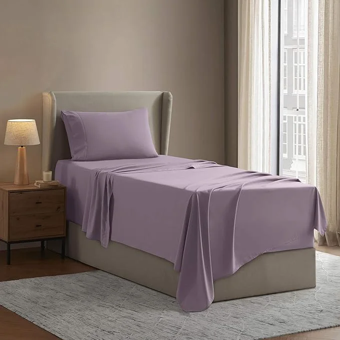 Excellent Nestl Twin XL Sheet Set – College Dorm Size – Luxury 1800 Ultra-Soft Microfiber Twin Extra Long Bed Sheets – Deep Pockets – Easy Fit – Extra Soft – 3 Piece Set Twin XL Grayish Purple Premium Material