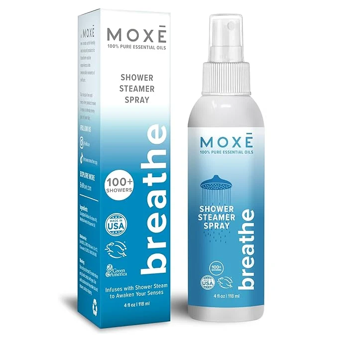 Innovative MOXE Breathe Shower Mist Eucalyptus and Peppermint Spa Steam Spray Green