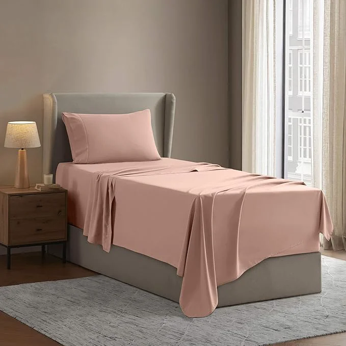 Modern Nestl Twin Sheet Set – 1800 Ultra-Soft Microfiber Twin Bed Sheets – Double Brushed – Deep Pockets – Easy Fit – Extra Soft – 3 Piece Set – Bedding Sheets amp Pillowcases Twin Peach Safe