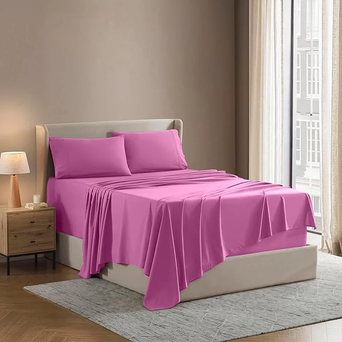 World-Class Nestl California King Sheet Set – 1800 Ultra-Soft Microfiber Cal King Bed Sheets – Double Brushed – Deep Pockets – Easy Fit – 4 Piece Set – Bed Sheets California King Light Pink Comfortable