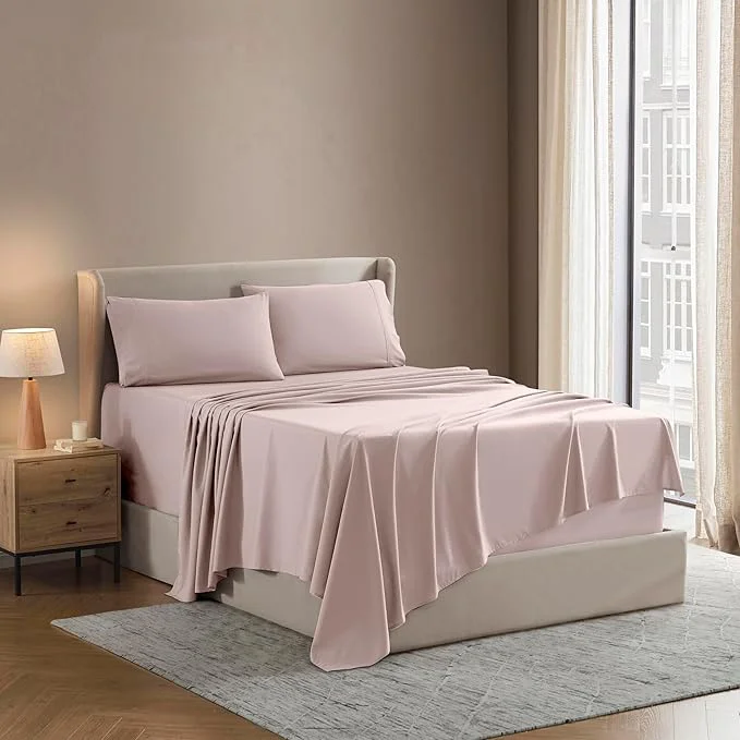 Classic Nestl Full XL Sheet Set – Luxury 1800 Ultra-Soft Microfiber Full Extra Long Bed Sheets – Double Brushed – Deep Pockets – Easy Fit – 4 Piece Set – Bedding Sheets amp Pillowcases Full XL Peach Beige Durable
