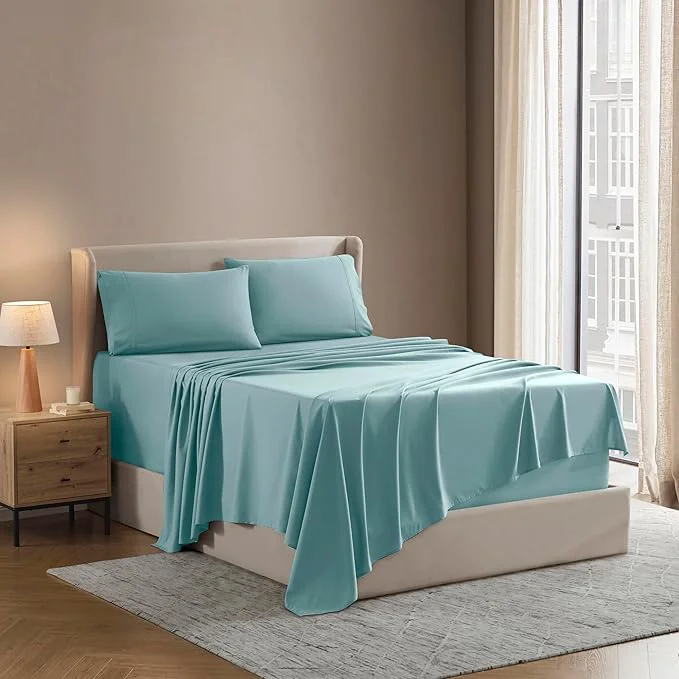 Detailed Nestl King Sheet Set – Luxury 1800 Ultra-Soft Microfiber King Bed Sheets – Double Brushed – Deep Pockets – Easy Fit – 4 Piece Set – Bedding Sheets amp Pillowcases King Light Blue Versatile