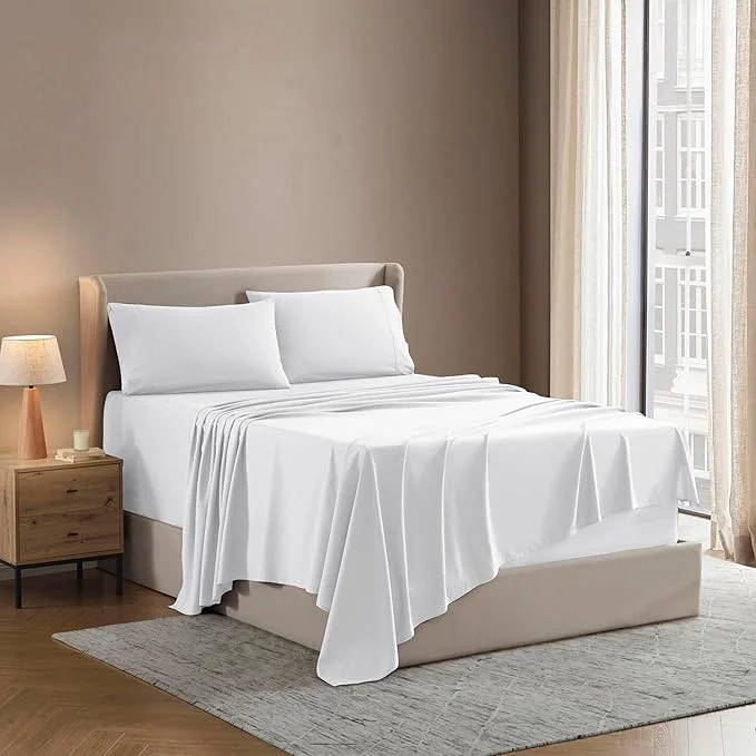 Eco-Friendly Nestl Full Sheet Set – Luxury 1800 Ultra-Soft Microfiber Full Bed Sheets – Double Brushed – Deep Pockets – Easy Fit – 4 Piece Set – Bedding Sheets amp Pillowcases Full White Recyclable