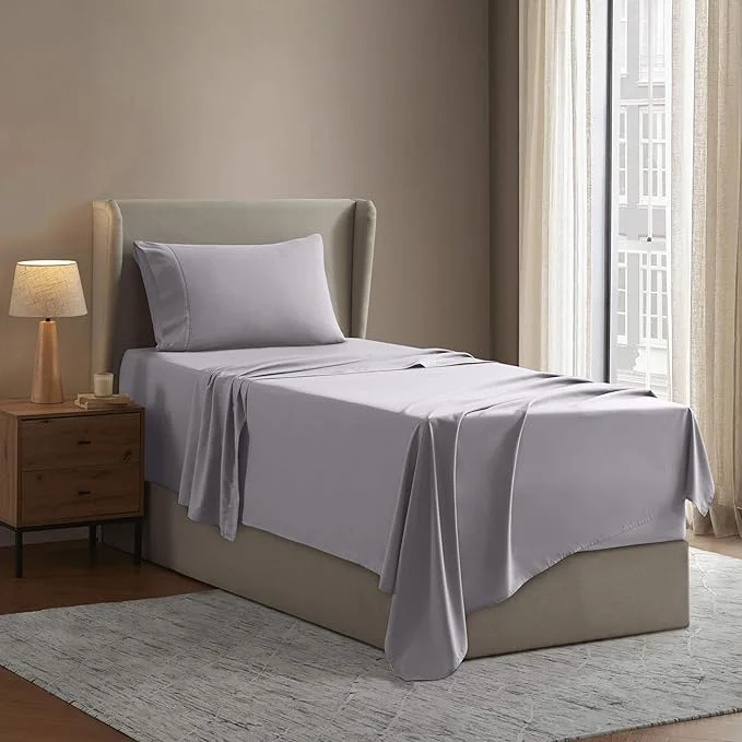Pure Nestl Twin XL Sheet Set – College Dorm Size – Luxury 1800 Ultra-Soft Microfiber Twin Extra Long Bed Sheets – Deep Pockets – Easy Fit – Extra Soft – 3 Piece Set Twin XL Grey Lavender Powerful