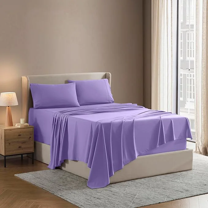 Certified Nestl Split King Sheet Set – 1800 Ultra-Soft Microfiber Bed Sheets – Double Brushed – Deep Pockets – Easy Fit – 5 Piece Set – Bed Sheets amp Pillowcases Split King Size Lavender Consistent