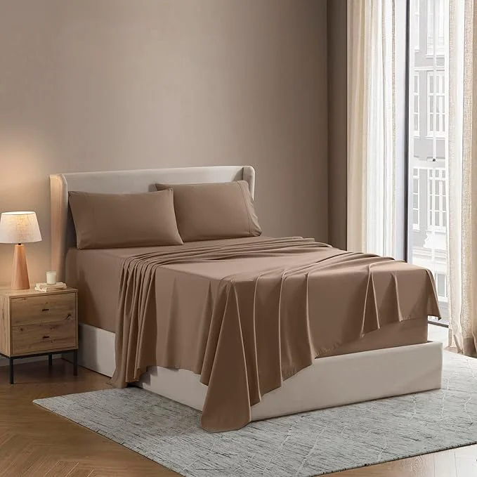 Reliable Nestl Full Sheet Set – Luxury 1800 Ultra-Soft Microfiber Full Bed Sheets – Double Brushed – Deep Pockets – Easy Fit – 4 Piece Set – Bedding Sheets amp Pillowcases Full Taupe Outstanding
