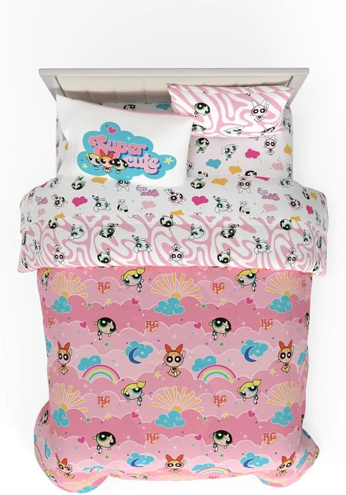 Environmentally Friendly Franco Collectibles Powerpuff Girls Bedding 7 Piece Super Soft Comforter and Sheet Set with Sham Queen Licensed Product Classic