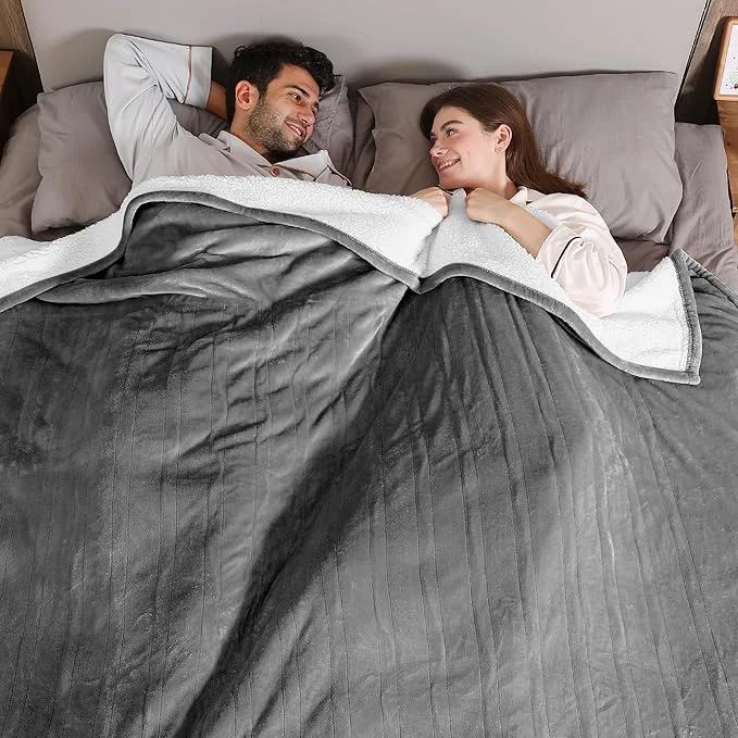 Outstanding ESTINGO Electric Blanket Queen Size Queen Heated Blanket Dual Control with 5 Heating Levels amp 10 Hours Auto Off Machine Washable Plush Heating Blanket 84 quot x 90 quot Cool Gray Trendy
