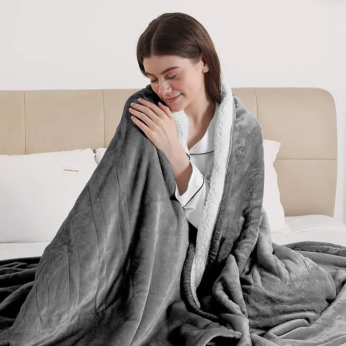 Long-Lasting ESTINGO Electric Heated Blanket Twin Size 62 quot x84 quot Electric Blanket with ETL amp FCC Certification Fast Electric Heating Blanket with 5 temperatures amp 10 Hours Auto Off Machine Washable Cool Gray Reliable