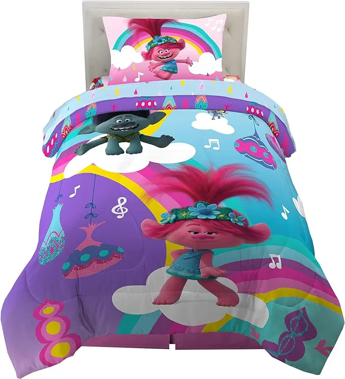 Trusted Franco Kids Bedding Super Soft Microfiber Comforter and Sheet Set 4 Piece Twin Size Trolls World Tour Outstanding