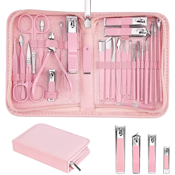 Excellent Nail Clippers Set 26 Piece Manicure Set Pedicure Kit Stainless Steel Premium Material