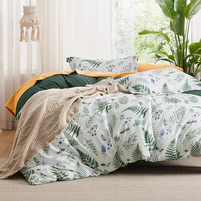 High-Performance Bedsure Duvet Cover King Size – Reversible Plants Duvet Cover Set with Zipper Closure 3 Pieces Green Bedding Set with 8 Corner Ties and 2 Pillow Shams 20 quot x36 quot Excellent