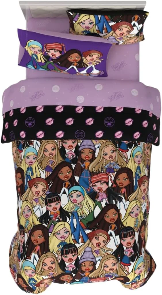 Responsible Bratz Fashion Bedding 5 Piece Super Soft Reversible Comforter and Sheet Set with Sham Twin Licensed Product by Franco