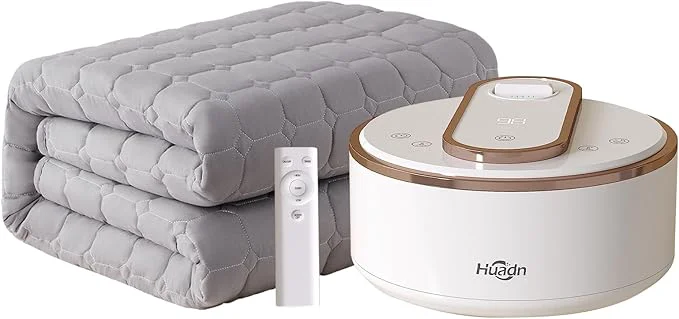 Advanced Water Heated Mattress Pad Queen Size – Wire- Electric Bed Warmer with Remote Control Quiet Temperature Control 32-149°F Machine Washable Efficient