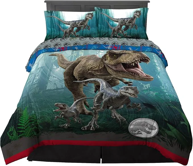High-Quality Franco Kids Bedding Super Soft Comforter and Sheet Set 5 Piece Full Size Jurassic World Dominion Classic