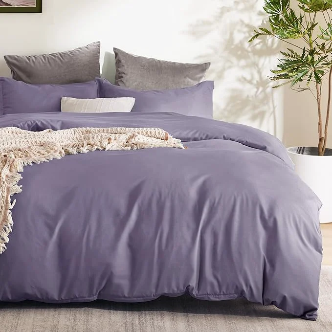 Excellent Bedsure Duvet Cover King Size – Soft Double Brushed Bedding Set for Kids amp Adults Zipper Closure 3 Pieces Includes 1 Duvet Cover 104 quot x90 quot amp 2 Pillow Shams NO Comforter Grayish Purple Innovative
