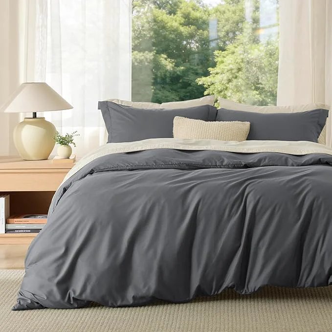 Certified Bedsure Duvet Cover King Size – Soft Double Brushed Bedding Set for Kids amp Adults Zipper Closure 3 Pieces Includes 1 Duvet Cover 104 quot x90 quot amp 2 Pillow Shams NO Comforter Dark Grey Powerful