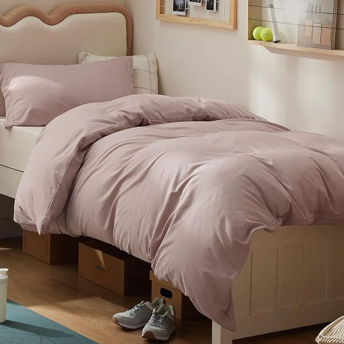 Reusable Bedsure Duvet Cover Twin Twin XL Size – Soft Double Brushed Bedding Set for Kids amp Adults Zipper Closure 2 Pieces Includes 1 Duvet Cover 68 quot x90 quot amp 1 Pillow Sham NO Comforter Dusty Rose Fine Crafted