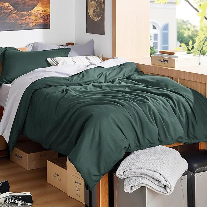 Certified Bedsure Duvet Cover Twin Twin XL Size – Soft Double Brushed Bedding Set for Kids amp Adults Zipper Closure 2 Pieces Includes 1 Duvet Cover 68 quot x90 quot amp 1 Pillow Sham NO Comforter Forest Green Carefully Designed