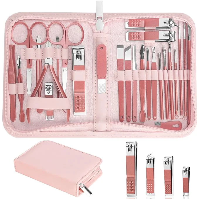 Responsible Nail Clippers Set 26 Piece Manicure Set Pedicure Kit Stainless Steel Secure