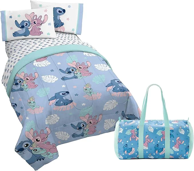 Functional Jay Franco Disney Lilo and Stitch Twin Size Comforter Set – 4 Piece Bedding Includes Sheet Set Pillow Covers amp Bonus Duffle Bag – Super Soft Kids Bedding Innovative