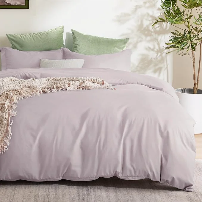 Organic Bedsure Duvet Cover Full Size – Soft Double Brushed Bedding Set for Kids amp Adults Zipper Closure 3 Pieces Includes 1 Duvet Cover 80 quot x90 quot amp 2 Pillow Shams NO Comforter Pink Mocha Fast