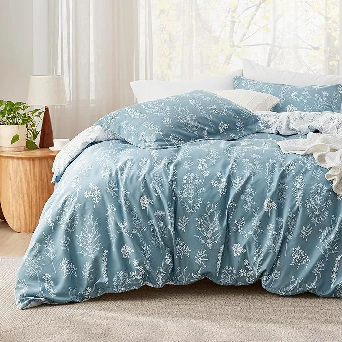 Healthy Bedsure Duvet Cover King Size – Reversible Mineral Blue King Duvet Cover Set with Zipper Closure 3 Pieces Floral Patterned Bedding Set with 8 Corner Ties and 2 Pillow Shams Durable