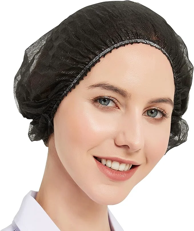 Secure ProtectX 500-Pack Black Disposable Hair Nets Elastic Head Cover Bouffant Caps Trusted