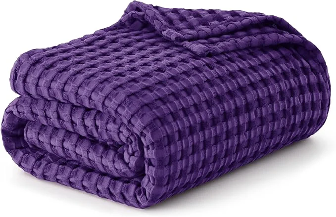 Reliable Bedsure Cooling Cotton Waffle King Size Blanket – Lightweight Breathable Blanket of Rayon Derived from Bamboo for Hot Sleepers Luxury Throws for Bed Couch and Sofa Purple 104×90 Inches Refined