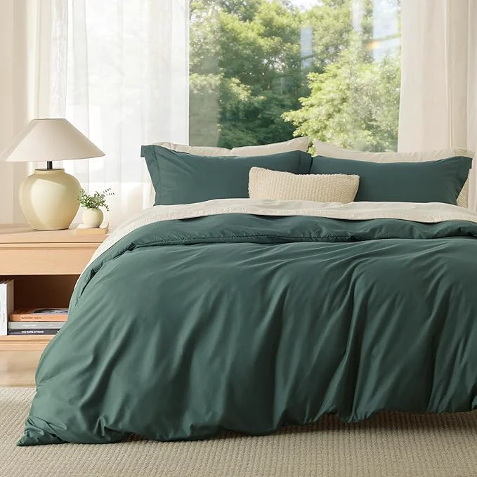 Modern Bedsure Duvet Cover Full Size – Soft Double Brushed Bedding Set for Kids amp Adults Zipper Closure 3 Pieces Includes 1 Duvet Cover 80 quot x90 quot amp 2 Pillow Shams NO Comforter Forest Green Original Design