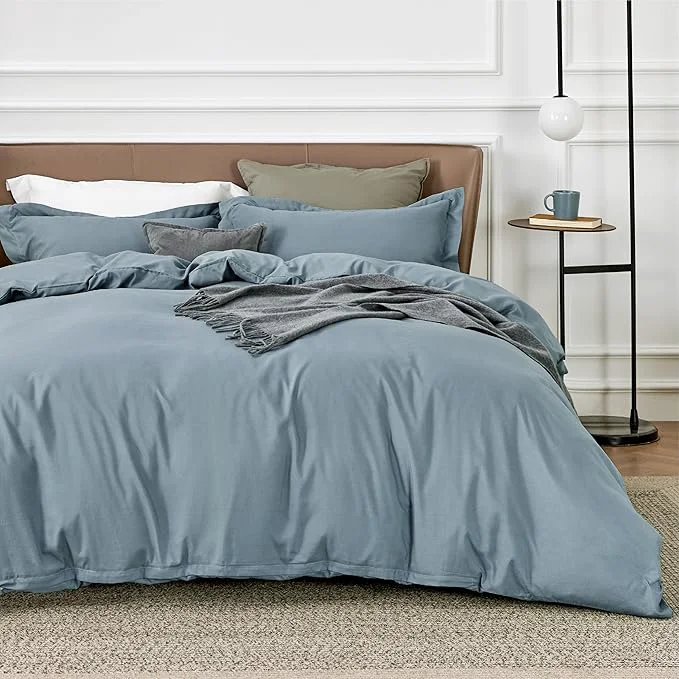 Sustainable Bedsure Duvet Cover King Size – Soft Double Brushed Bedding Set for Kids amp Adults Zipper Closure 3 Pieces Includes 1 Duvet Cover 104 quot x90 quot amp 2 Pillow Shams NO Comforter Mineral Blue Elegant