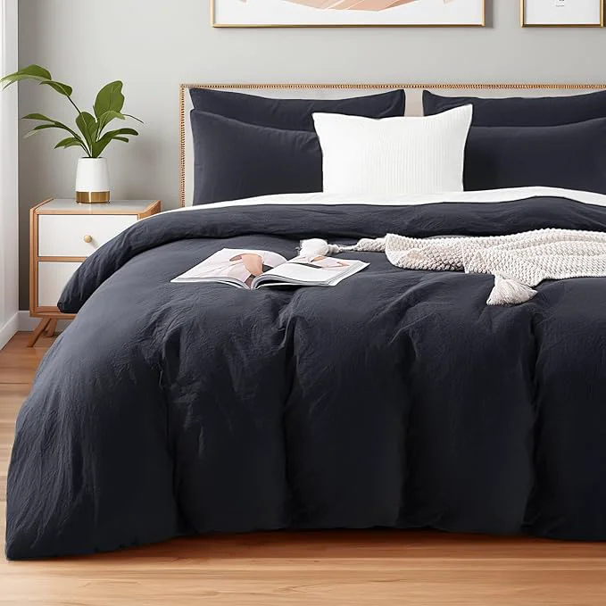 User-Friendly NEXHOME PRO Twin Duvet Cover Set Organic Cotton with Washed Feel amp Linen-Like Texture Comfortable amp Breathable Home Bedding Set Dark Grey No Comforter 6890 Certified