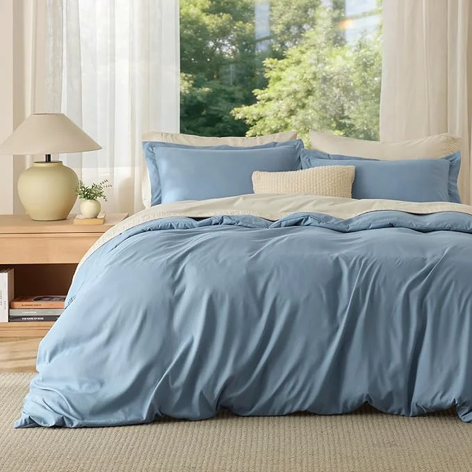 Detailed Bedsure Duvet Cover Oversized King Size – Soft Double Brushed Bedding Set for Kids amp Adults Zipper Closure 3 Pieces Includes 1 Duvet Cover 120 quot x98 quot amp 2 Pillow Shams NO Comforter Mineral Blue Fine