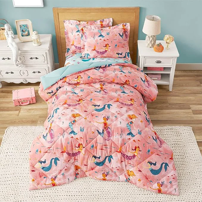 Smart Twin Mermaid Bedding Sets for Girls 2 Pieces Kids Twin Comforter Sets Super Soft Lightweight for All Seasons Includes 1 Comforter 66 quot x86 quot and 1 Pillowcase 20 quot x26 quot 2 quot Secure