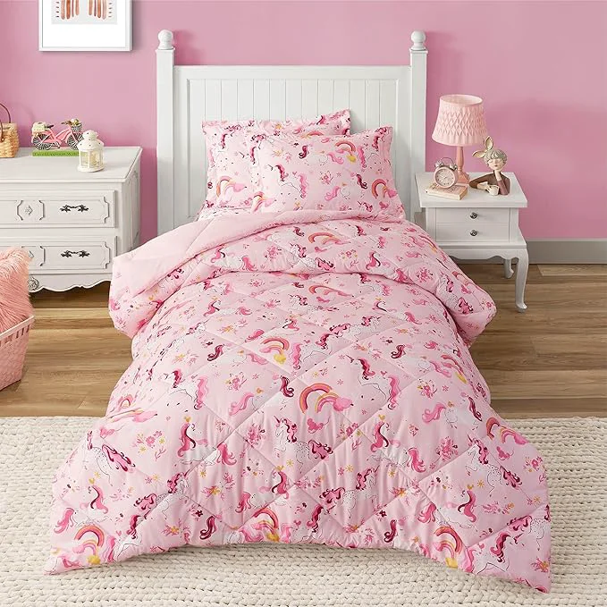 Genuine Twin Unicorn Comforters for Girls 2 Pieces Kids Unicorn Bedding Kids Comforter Sets Super Soft Lightweight for All Season Includes 1 Comforter 66 quot x86 quot and 1 Pillowcase 20 quot x26 quot 2 quot Trendy