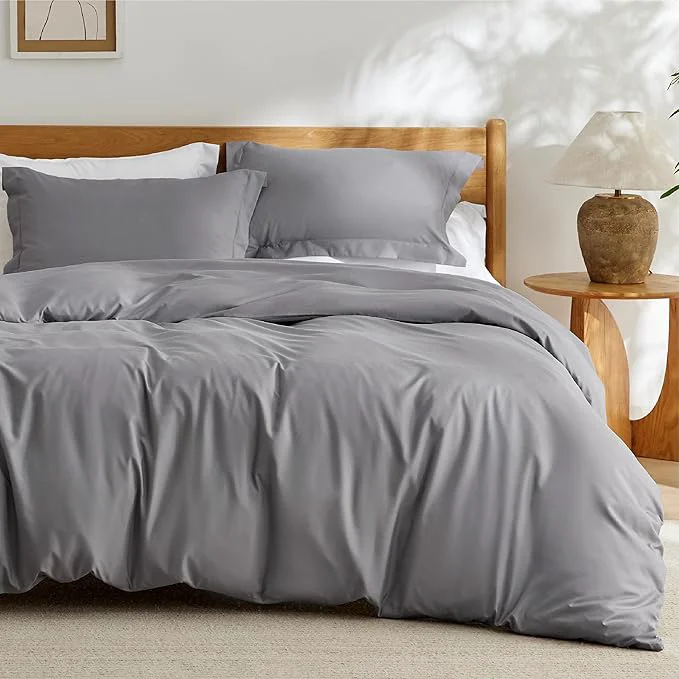 Natural Bedsure Duvet Cover Full Size – Soft Double Brushed Bedding Set for Kids amp Adults Zipper Closure 3 Pieces Includes 1 Duvet Cover 80 quot x90 quot amp 2 Pillow Shams NO Comforter Grey Healthy