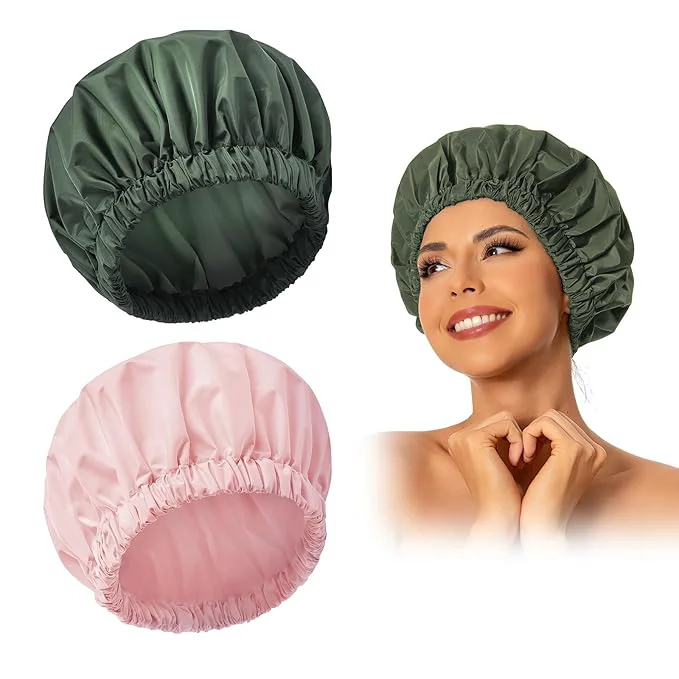 Luxury Reusable Shower Cap for Women Large Waterproof Shower Bonnet Minimalist