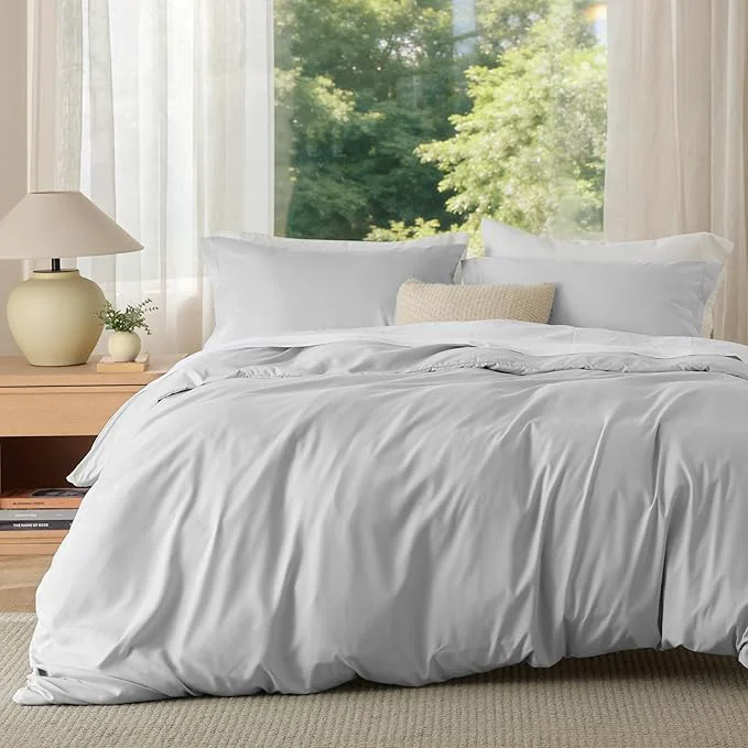 Dependable Bedsure Duvet Cover King Size – Soft Double Brushed Bedding Set for Kids amp Adults Zipper Closure 3 Pieces Includes 1 Duvet Cover 104 quot x90 quot amp 2 Pillow Shams NO Comforter Silver Grey Clean