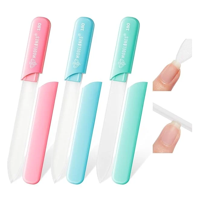 Quality Modelones Glass Nail Files Double-Sided Reusable Sandblasted Fingernail Stylish