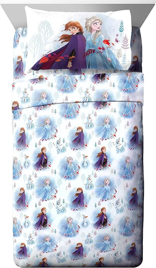 High-End Jay Franco Kids Sheet Set with Fitted Flat Sheets amp Pillow Cover – Ultra-Soft Bedding with Pillowcase for Room Decor Multi – Frozen 4 Piece Full Relaxed