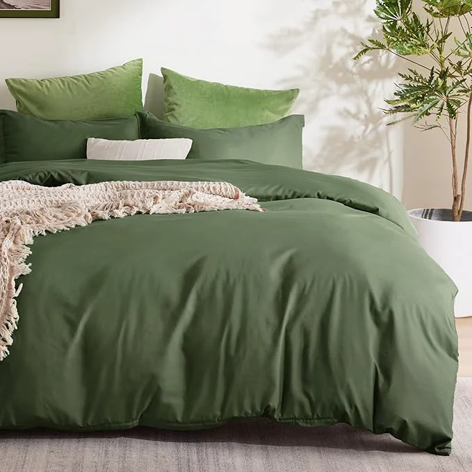 Powerful Bedsure Duvet Cover Full Size – Soft Double Brushed Bedding Set for Kids amp Adults Zipper Closure 3 Pieces Includes 1 Duvet Cover 80 quot x90 quot amp 2 Pillow Shams NO Comforter Olive Green Practical