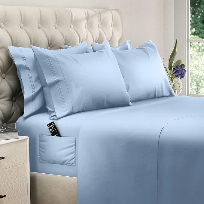 Verified DREAMCARE Sheets Full Size Bed – Cooling Bed Sheets – 6pcs Set – Full Sheet Set – Full Size Sheets – Full Size Sheet Sets Soft amp Long Lasting Fine Brushed Polyester with Side Pocket – Light Blue Environmentally Friendly