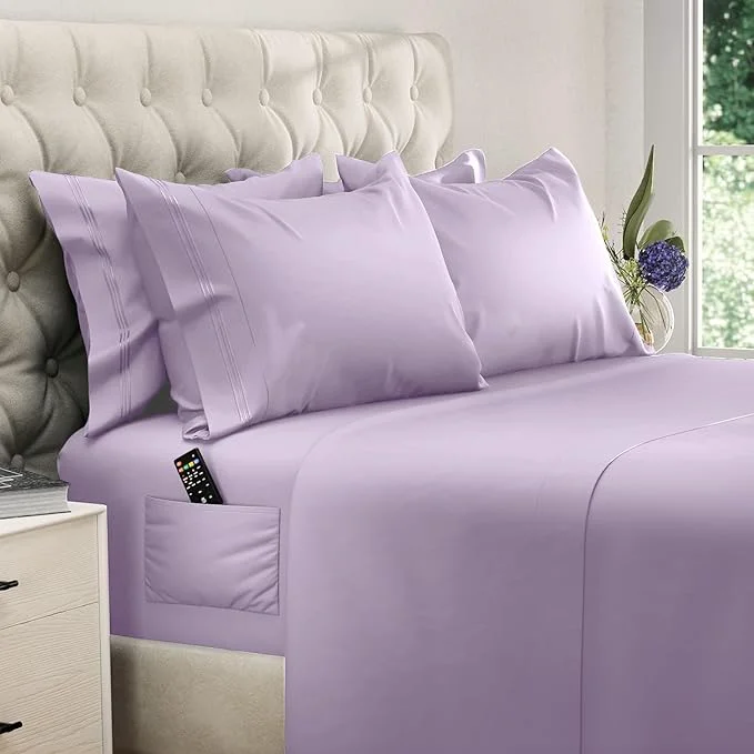 Convenient DREAMCARE King Size Sheets Set – 6 pcs Cooling Bed Sheets – up to 15 Deep Pocket King Sheet Set – 2500 Supreme Collection – Extra Soft Brushed Microfiber Hotel Luxury with Side Pocket – Lavender Reliable
