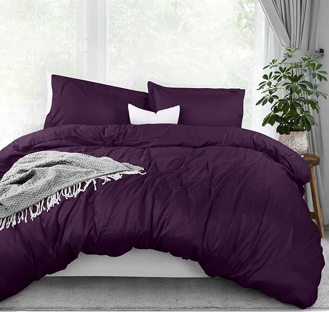Verified Utopia Bedding Duvet Cover King Size – 3 Piece with Zipper Closure – 1 Comforter Cover 104X90 Inches amp 2 Pillow Shams 20X36 Inches Purple Comforter Not Included High-Quality