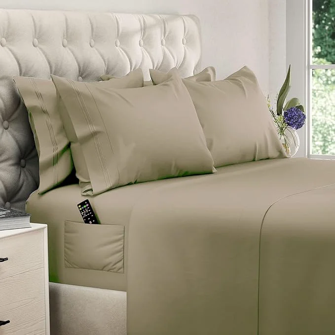 Versatile DREAMCARE Queen Sheet Set – 6 pcs Cooling Bed Sheets – up to 15 Deep Sheets Queen Size Bed Set – 2500 Supreme Collection – Extra Soft Brushed Microfiber Hotel Luxury with Side Pocket Eucalyptus Proven